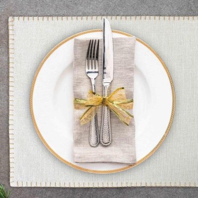 Linen Lurex Placemats Silver set of 2