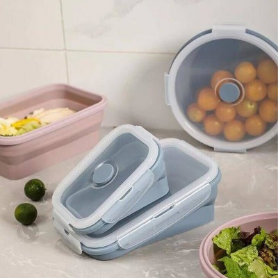  Rectangle Collapsible Silicone Food Container with Cover