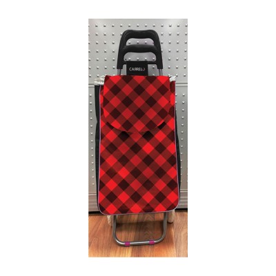 Shopping Trolley Bag Plaid Blk & Red