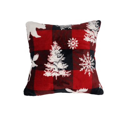 Coussin Velours Rouge/Forêt Noire
