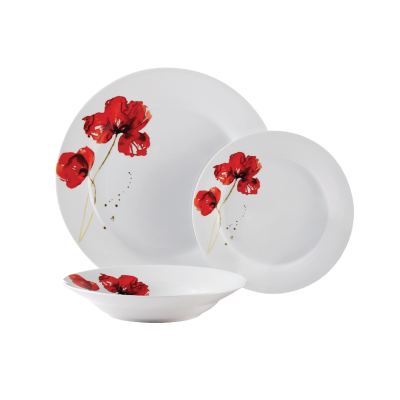 Service de vaisselle rond 12 pièces Ruby Poppi