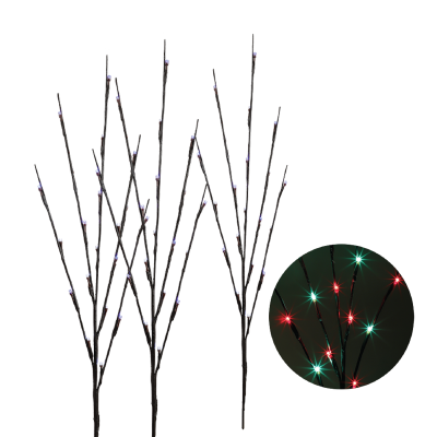 60LED Extérieur 76cm Led Rouge Twinkle Stakes X 3