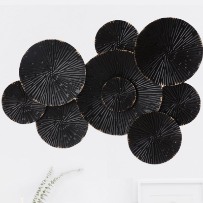 Lauren Taylor - Cercle art mural en métal noir avec contour doré