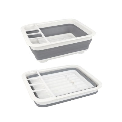 Porte-vaisselle pliable Blanc Gris