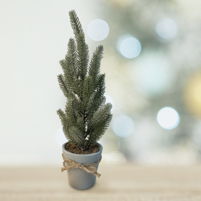 Xmas Tree 21 Cement Pot With Jute 15x56