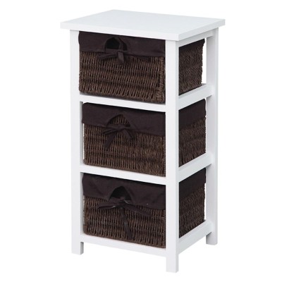 Armoire de rangement en bois blanc avec 3 paniers