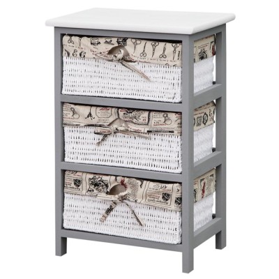 Armoire de rangement en bois blanc avec 3 paniers