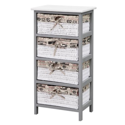 Armoire de rangement en bois blanc avec 3 paniers