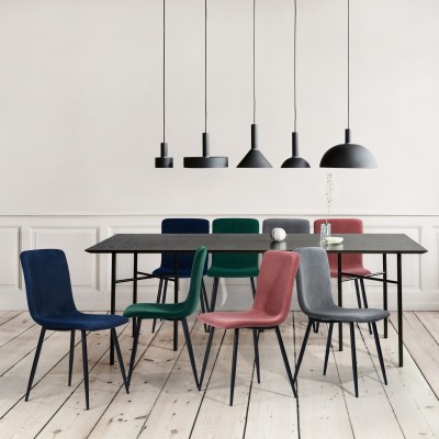 Maxim - Chaise de salle à manger en velours avec pieds en métal