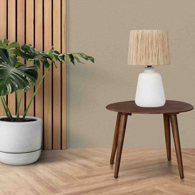 Lampe de table en céramique avec abat-jour en jonc de mer