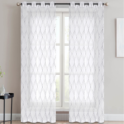 Grommet Panels Pk2 52x84 Sienna White Embroidered