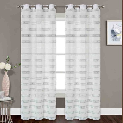 Lauren Taylor ELENA 2 PK Striped Jacquard Sheer Panels