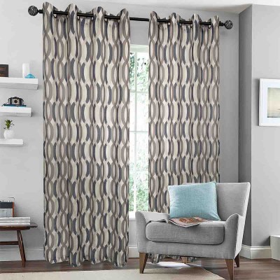 LAUREN TAYLOR-AMANDA 2pk printed linen sheer grommet top panels