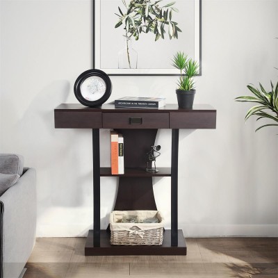 Table Shelton en noyer avec tiroir