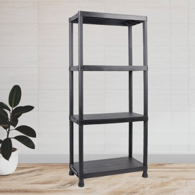 4 Tiers Shelves Black Heavy Duty Plastic