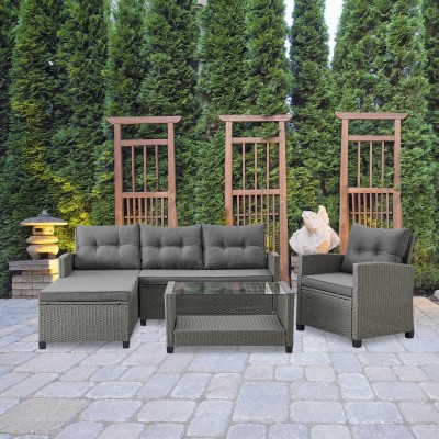 Ensemble de patio de loisirs en plein air de luxe 4 pièces | Gris