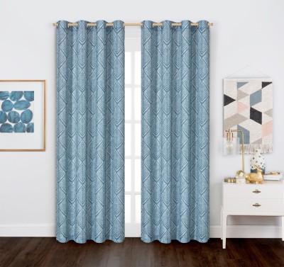2pk Panneau Grommet 52x84 Soumaya Faux Linen Geo Leaf