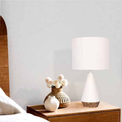 White Table Lamp with wood base
