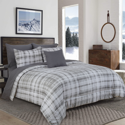 Theo- Comforter Set Grey Plaid