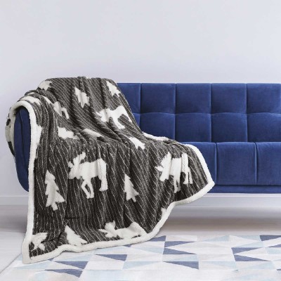 Throw Tuffed Moose Jacquard Grey