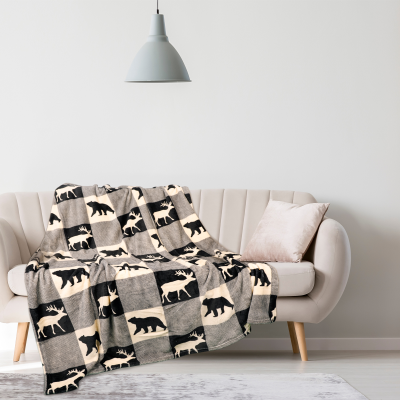 Velvet Throw 50x60 Black/ivory Forest