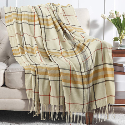 Kensie- Plaid Throw 50x60 Yellow