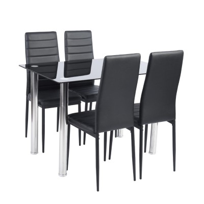 Atelier Du Nord - Xacharia 5pc Dining Room Table Tempered Glass