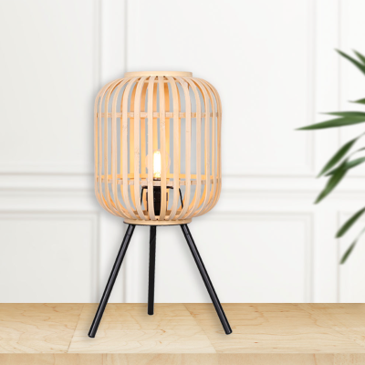 LAURENT TAYLOR - Lampe tripode en métal et rotin