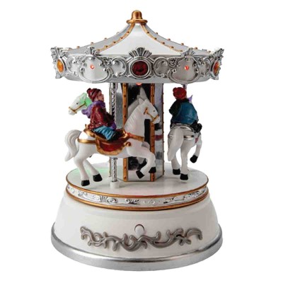 Carrousel à piles avec lumières LED, musique et mouvement 18,5 cm