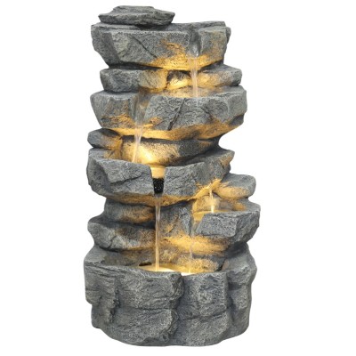 Polyresin Multi Level Rock Fountain with LED Light (42 x 38 x 70 cm)