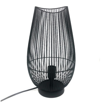 Grande lampe en fil de métal noir