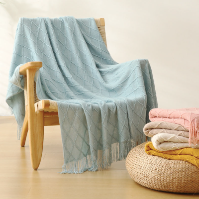 Lauren Taylor DINA Plaid en acrylique jacquard avec franges