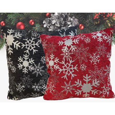 Coussin Chenille Flocon de Neige Pailleté