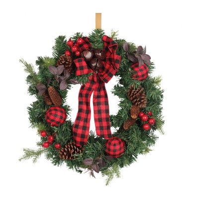 Unlit Pine Wreath With Decorations