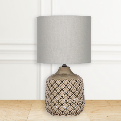 LAURENT TAYLOR - Lampe de table en céramique abat-jour gris et base émaillée olive