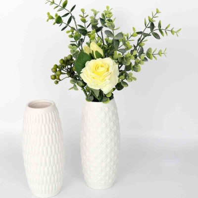 Lauren Taylor - VASE À BOURSONS 8" BLANC TEXTURÉ
