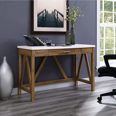 Bureau d'ordinateur en bois noyer/marbre