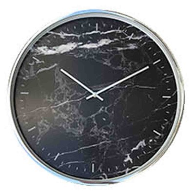 18 Horloge murale Noir Argent Marbre