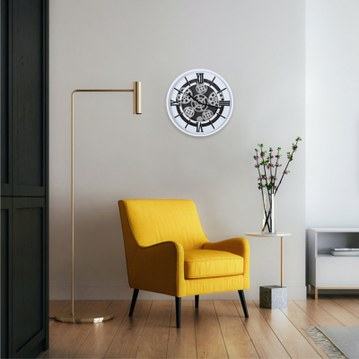 Clock With Moving Gears White