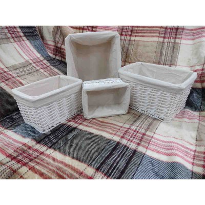Panier en osier blanc 35x25x21cm
