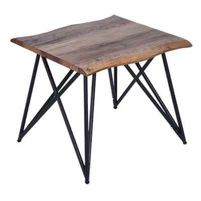 Table d'appoint carrée en bois et métal (Ramassage en magasin seulement)