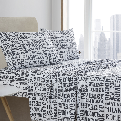 Villes du monde | Ensemble de draps en microfibre