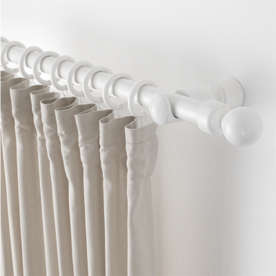 WYATT | Wood 28 mm White Curtain Rod | 6ft