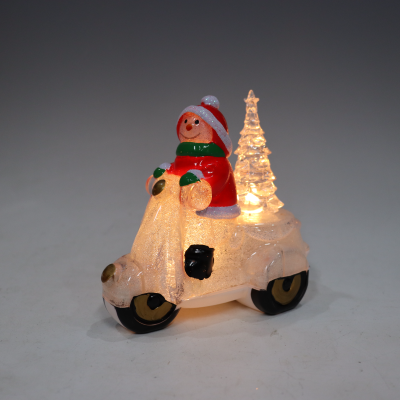 XMAS Père Noël et bonhomme de neige en mobylette avec arbre