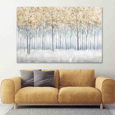 Toile Forêt d'arbres jaunes