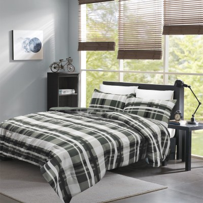 Plaid Zoom Comforter Set  Grey/white/black
