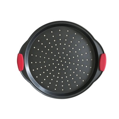 Non-Stick Perforated Pizza Pan with Silicone Handles