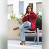 COLLAR SHERPA OVERSIZED JACKET W/ ZIPPER/RED