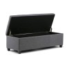 Dark Grey Linen Storage Ottoman Bench with Tufted Top - Magasins Hart | Hart Stores