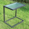 BLK SIDE TABLE W/5MM GLASS TOP 45X30X46CM